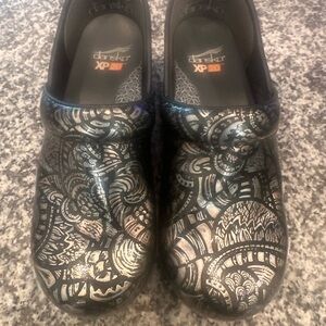 Dansko Black and Silver Comfort Clogs